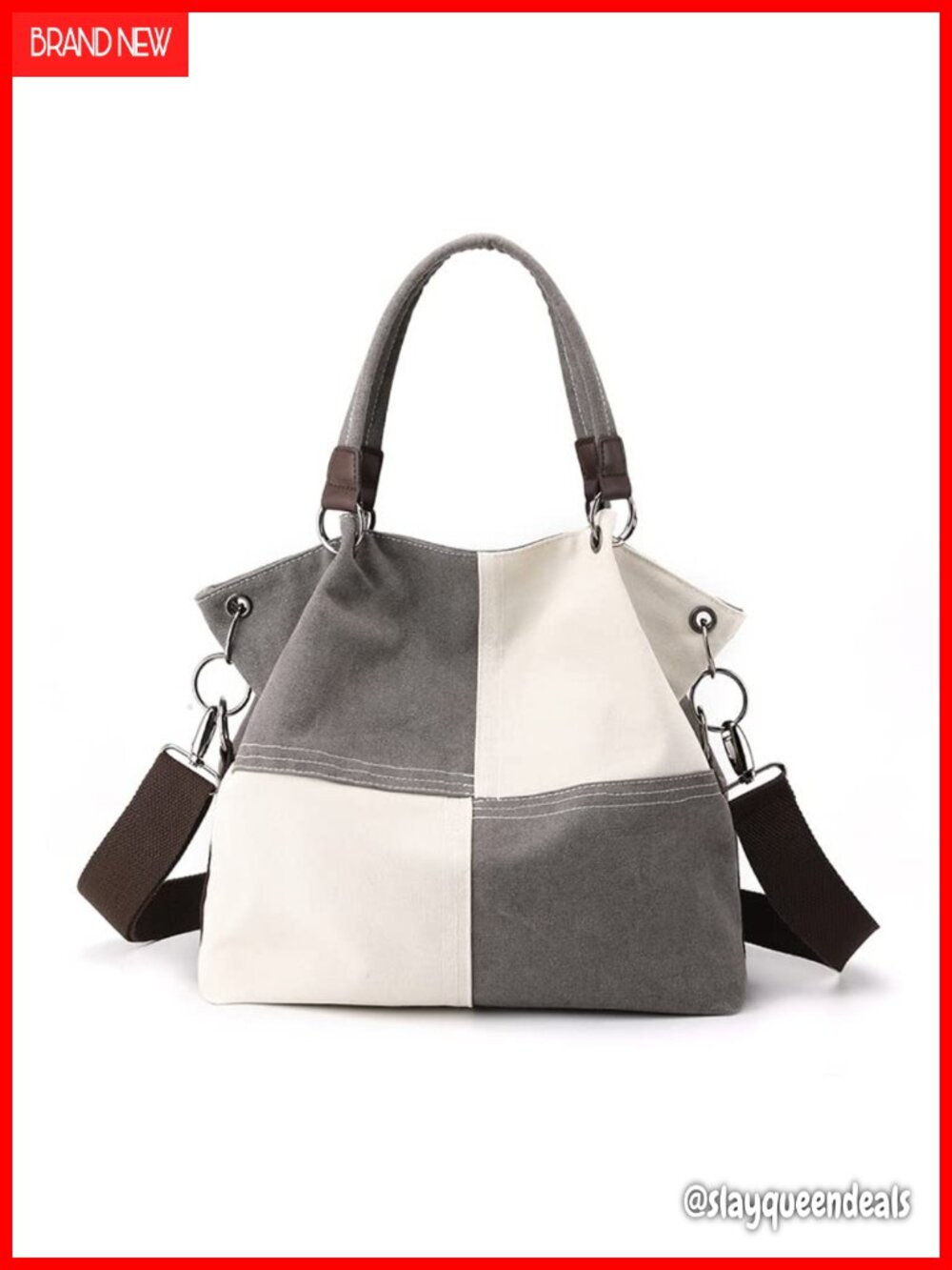 Canvas Color Block Tote Bag Convertible Crossbody Hobo Lightweight
